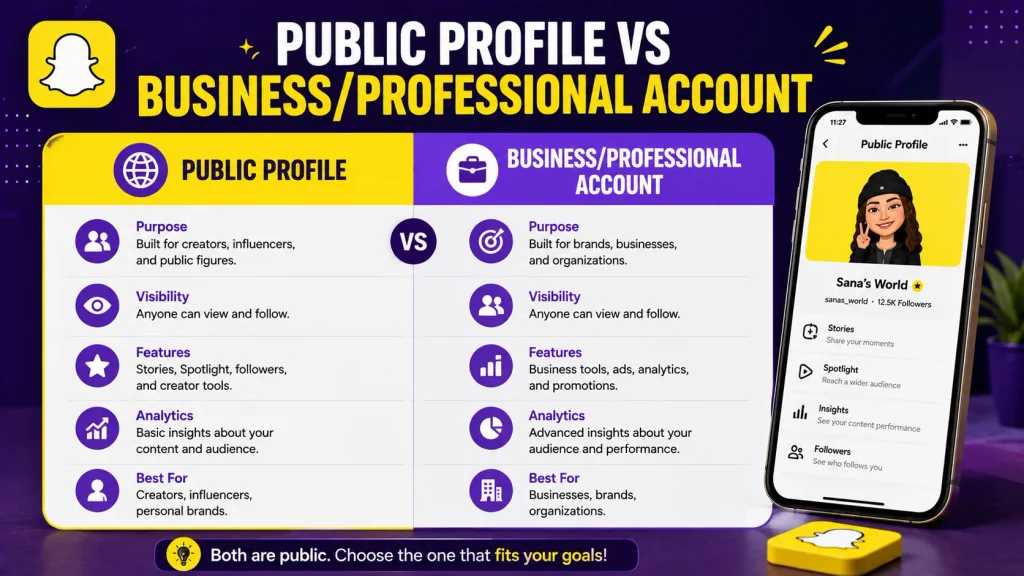 Public Profile vs Business/Professional Account