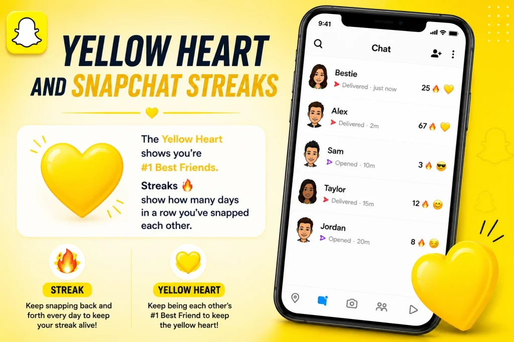 Yellow Heart and Snapchat Streaks